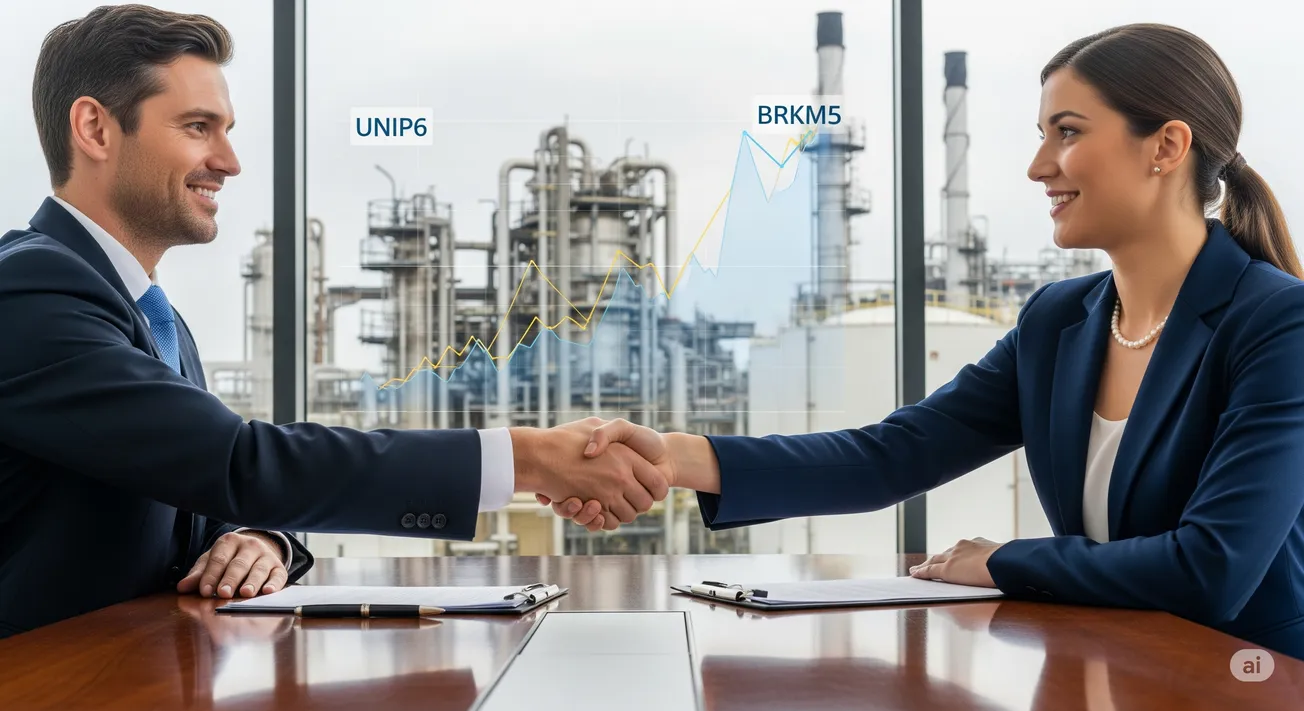 Unipar e Braskem negociam: UNIP6 e BRKM5 disparam na B3